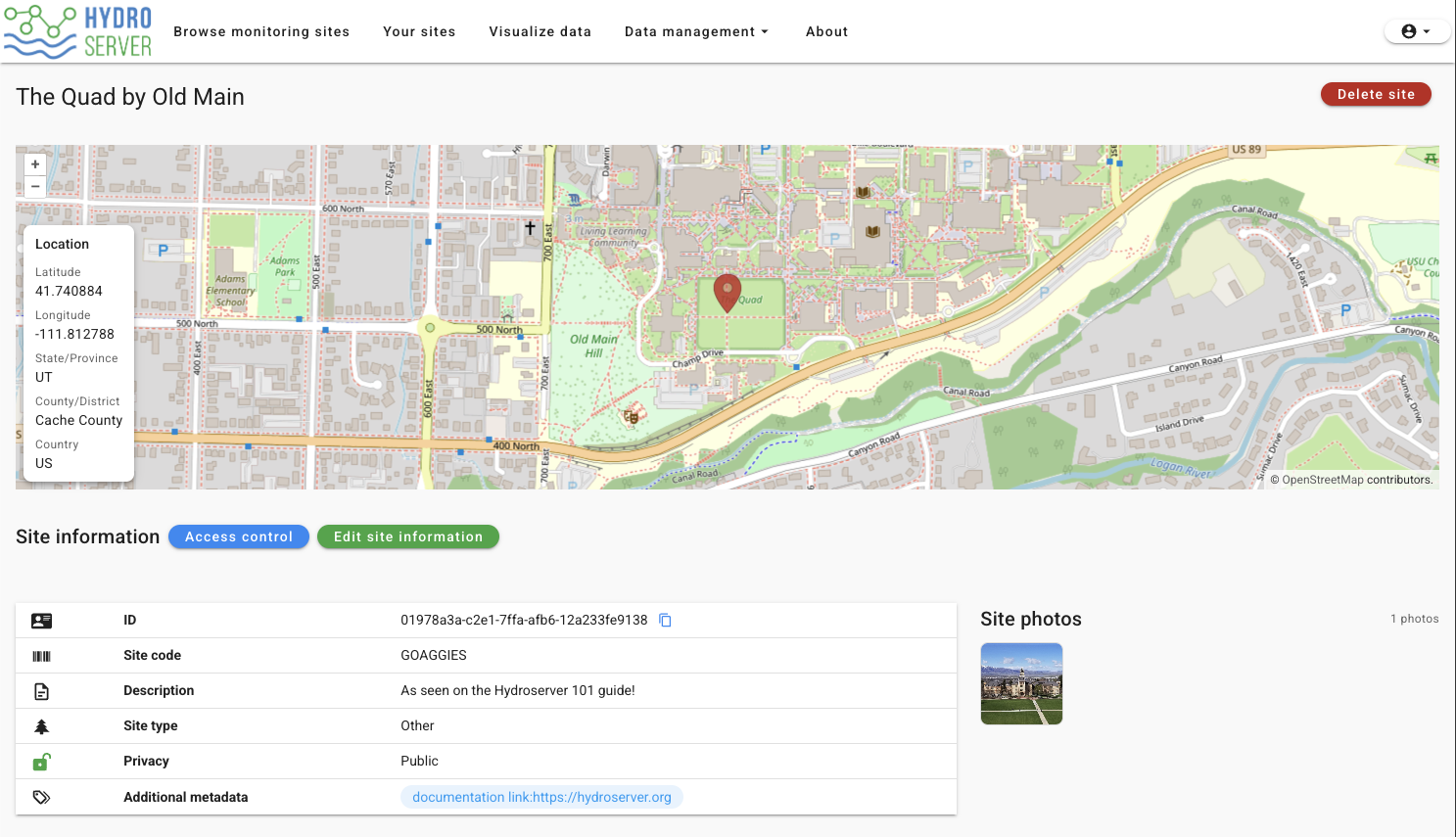 site details page