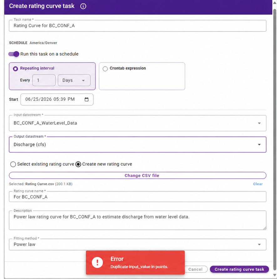 Duplicate input value error