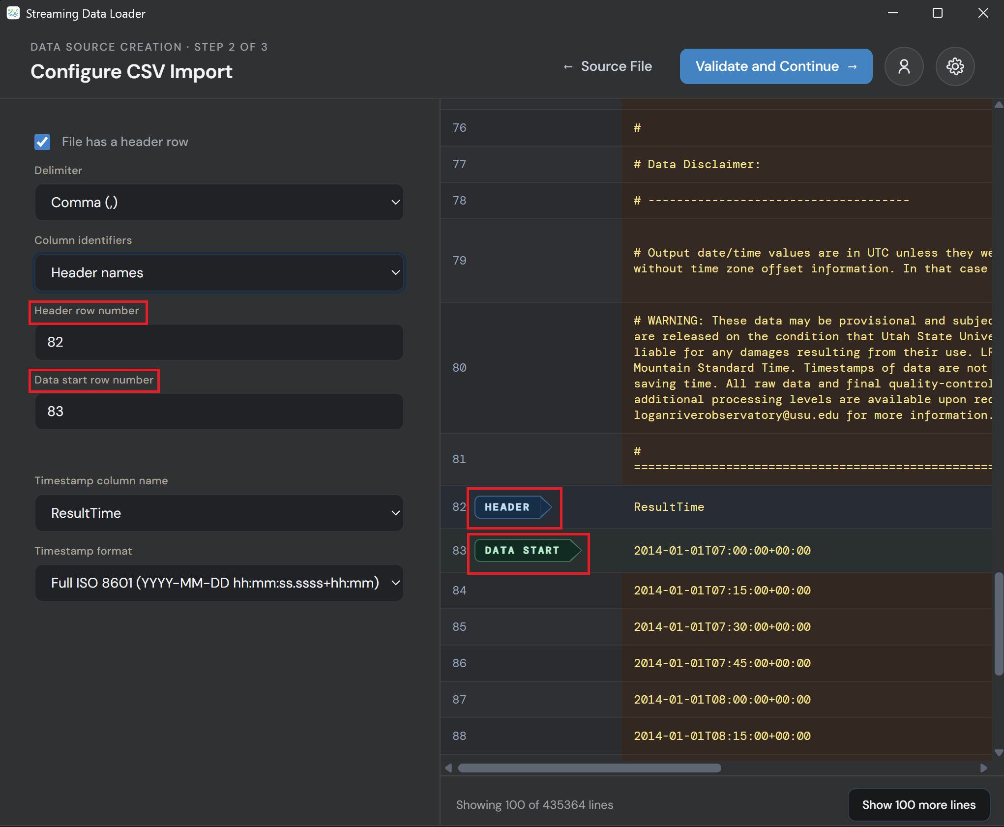 CSV Settings